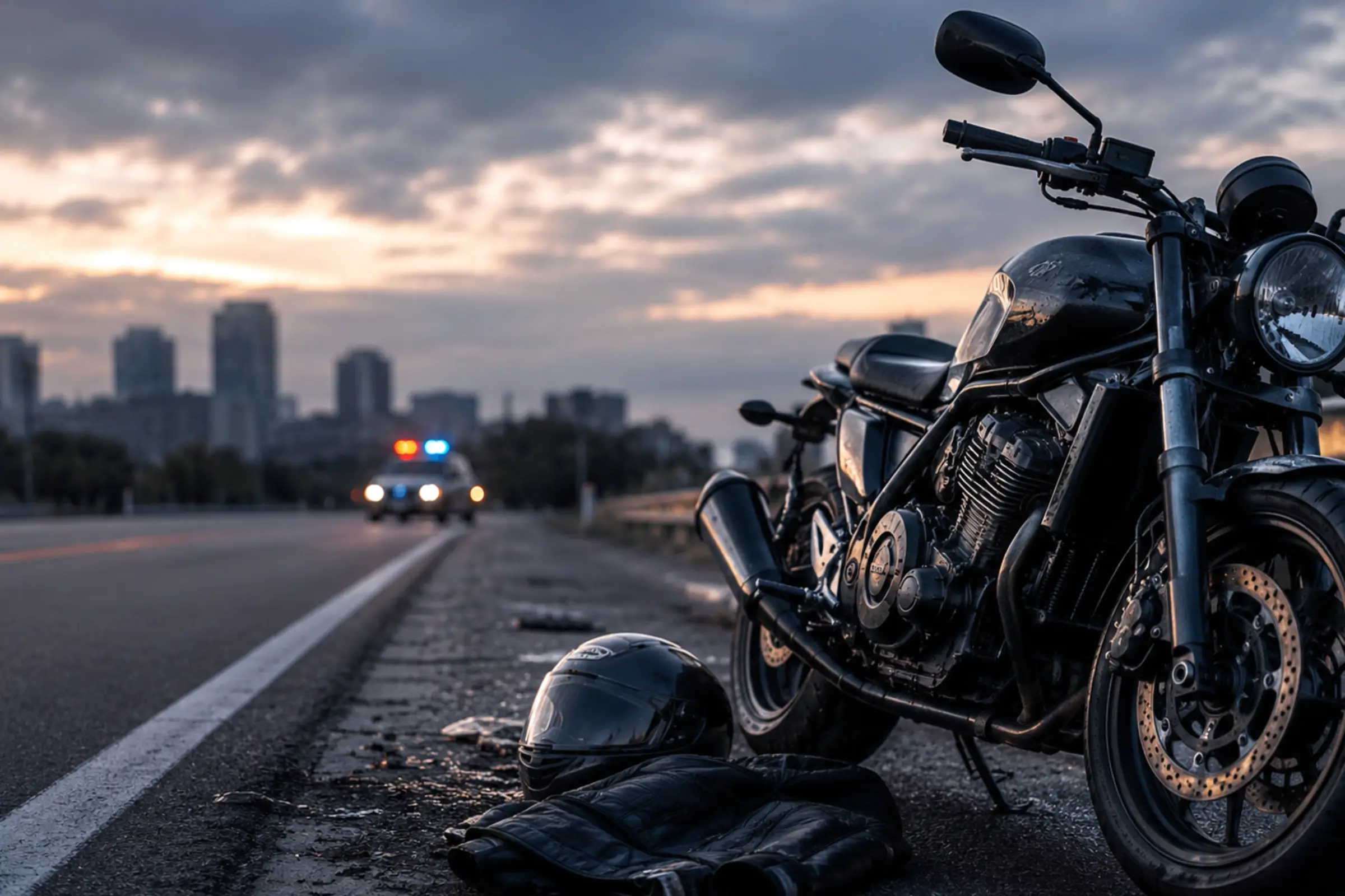 Motorcyclist riding on an open roadway